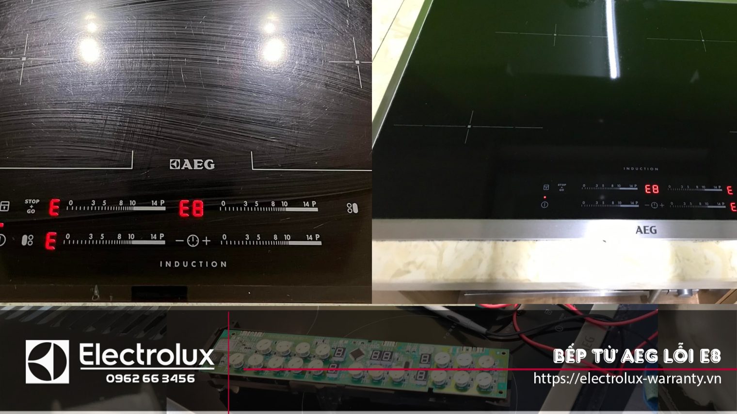 Bếp từ AEG lỗi E8 khi xuất hiện sự cố lỗi giao tiếp