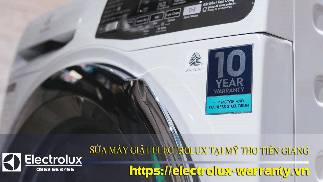 10-year warranty sticker on Electrolux washing machine for reliable appliance care and repair services.